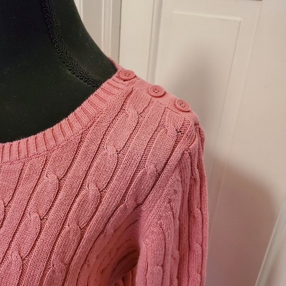 St. John's Bay Pink Cable Knit Pullover Size Large - Picture 3 of 9